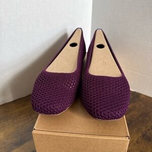 Rothy’s The Max Square Flats Plum Purple Mesh Size 9 NEW